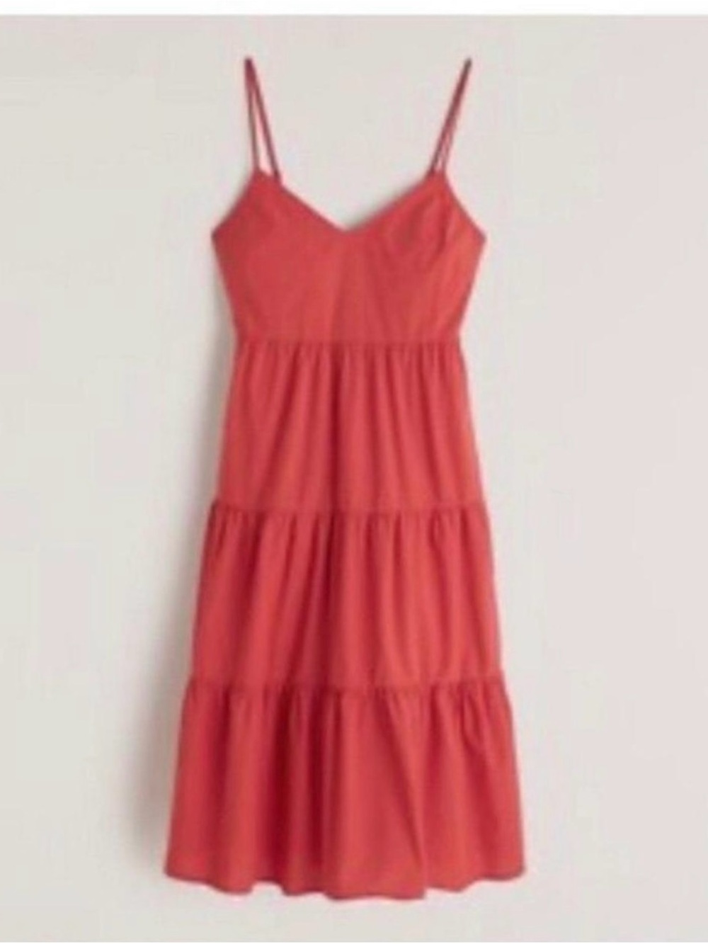Abercrombie & Fitch Cotton Tiered Midi Dress - Coral Large